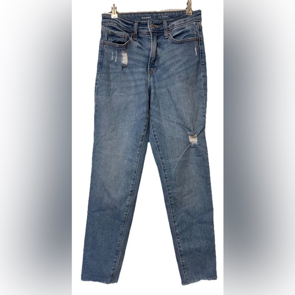 Old Navy OG Straight High Rise Jeans Ankle Size 0 Slimming Pockets Raw Hem - Picture 1 of 5